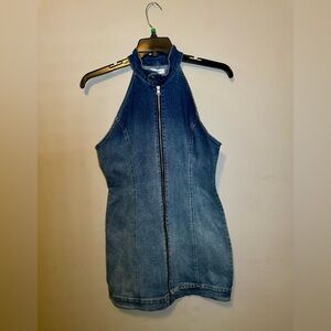 Denim Sleeveless Zip-Up Dress